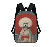sinyumoney Bichon Frise Geisha School Backpack Lightweight Schoolbag Dayback Bookbag College for Camping Outdoor Adventures And Daily Travel 17inch