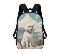 sinyumoney Bichon Frise Mount Fuji Backpack School Bag Travel College Rucksack Backpacks for Campus Outdoor Travel Sports 17inch