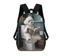 sinyumoney Bichon Frise on The Toilet School Bags Water Resistant Travel Backpack Computer Bag for Campus Outdoor Travel Sports 17inch