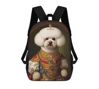sinyumoney Bichon Frise The King Backpack School Bag Business Laptop Rucksack Bag Unisex Casual Daypack for School/Work/Travel 17inch