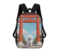 sinyumoney Bichon Frise Torii Gate Children’s Backpack Girls Boys, Rucksack Bag, Daypack, Primary School, Perfect for Back to Kids School Or PE, Gifts And Travel 17inch