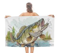 sinyumoney Big Bass Fish Basics Towel Set Summer Beach Towel Beach & Swimming Pool 130cm*80cm