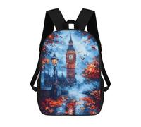 sinyumoney Big Ben Autumn Backpacks 3D Printed Kids School Backpack School Bag Fashion Rucksacks for Boys Elementary And Middle School Students 17inch