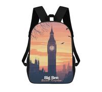 sinyumoney Big Ben Sunset Backpacks Kids School Backpack School Bag 3D Printed School Bag for Boys Elementary And Middle School Students 17inch