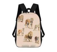 sinyumoney Big Cats Backpack with Pocket 3D Printed Backpacks, Travel Rucksacks Book Bags Kids School Bag 17inch