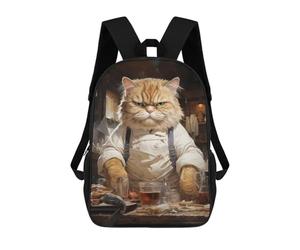 sinyumoney Big Fat Chef Cook Cat Backpack School Bag Secondary Causal Travel High School Bags for School/Work/Travel 17inch
