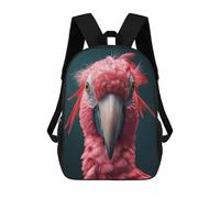 sinyumoney Big Pink Parrot Bird Art School Backpack Water Resistant School Bag Business Backpack for Boys/Girls/Teenagers 17inch