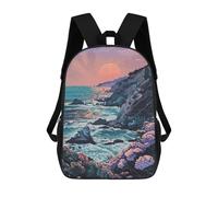 sinyumoney Big Sur California Pixel School Backpack School Bags For Girls Boys Backpack With Pocket Fashion School Bag Kids Backpack 17inch