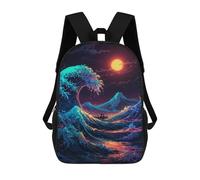 sinyumoney Big Wave Moonlit Voyage Backpack School Business Durable Laptop Bag for Camping Outdoor Adventures And Daily Travel 17inch