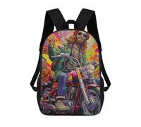 sinyumoney Biker Journey 3D Printed Children's School Backpack for Kids Travel Rucksacks Book Bags Kids School Bag 17inch