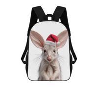 sinyumoney Bilby with Santa Hat Backpacks, Kids Backpack Student School Bag 3D Printed Travel Backpacks Fashion Accessory Backpack Children Waterproof School Bags 17inch