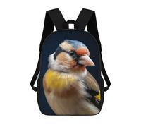 sinyumoney Bird Goldfinch Closeup Backpack with Pocket 3D Printed Backpacks, Travel Rucksacks Book Bags Kids School Bag 17inch
