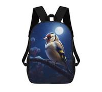 sinyumoney Bird Goldfinch Moonlight Backpacks Children's Backpacks School Bag 3D Printed Children's School Backpack Fashion Travel Backpacks for Kids Elementary Middle School 17inch