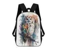sinyumoney Bird Owl Watercolor Backpacks Kids School Backpack School Bag 3D Printed School Bag for Boys Elementary And Middle School Students 17inch