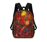 sinyumoney Bird Phoenix Stain Glass Backpack 3D Printed Children's School Backpack Kids Travel Backpacks High Capacity Book Bags Children's Backpack Rucksack 17inch