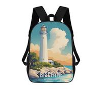 sinyumoney Biscayne National Park Lighthouse Backpacks Kids School Backpack School Bag 3D Printed School Bag for Boys Elementary And Middle School Students 17inch