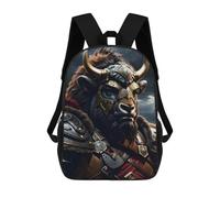 sinyumoney Bison Armor Kids' Backpack 3D Printing School Bag Boys Cool Daypacks Casual Knapsack Fun Back Bag for Kids And Teenager 17inch