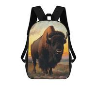 sinyumoney Bison at Sunset Children's Backpacks School Backpack 3D Printed Backpack for Kids Travel Rucksacks Book Bags Kids School Bag 17inch