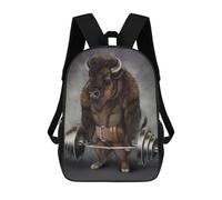 sinyumoney Bison Buffalo Workout Backpacks Kids School Backpack School Bag 3D Printed School Bag for Boys Elementary And Middle School Students 17inch