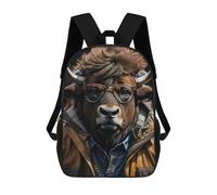 sinyumoney Bison Cool Backpack Kids School Backpack School Bag 3D Printed Fashion School Bag for Boys Elementary And Middle School Student 17inch