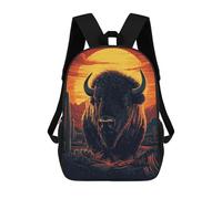 sinyumoney Bison in Desert Sunset 3D Printed Kids Backpacks Boys Fashion School Bag Travel Backpacks School Bags for Boys Elementary School Students 17inch