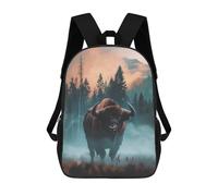 sinyumoney Bison in Misty Forest School Bag Bookbag 3D Printed Children's Backpacks for Kids Boy Girl Book Bags Kids School Bag Travel Rucksacks 17inch