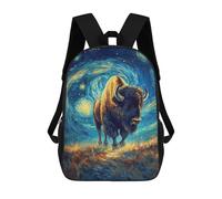 sinyumoney Bison in Starry Night Style Kids Backpack Girls 3D School Bags, Children's Rucksack Toddler Schoolbag,Casual Daypacks Fashion Bookbag Bag 17inch
