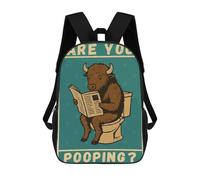 sinyumoney Bison on Toilet Reading Newspaper Ronaldo Backpack, Children's Backpack, Student School Bag, Book Bag, 3D Printed School Bag For Boys And Girls, 17inch