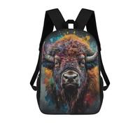 sinyumoney Bison Painting Kids' Backpack 3D Printing School Bag Boys Cool Daypacks Casual Knapsack Fun Back Bag for Kids And Teenager 17inch
