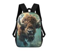 sinyumoney Bison Sea Children's School Backpack 3D Printed for Kids Travel Rucksacks Book Bags Kids School Bag 17inch