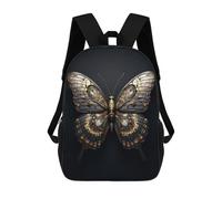 sinyumoney Black And Gold Butterfly School Bags High Secondary School Bags Casual Backpack for Camping Outdoor Adventures And Daily Travel 17inch