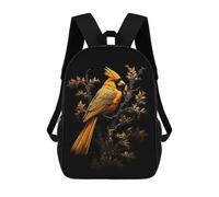 sinyumoney Black And Gold Cardinal 3D Printed School Backpack Casual Children's Backpacks 3D Printed School Bag for Boys Elementary And Middle 17inch