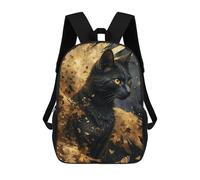 sinyumoney Black And Gold Cat Angel School Backpack Water Resistant Travel Backpack Computer Bag for Girls Boys Teenage 17inch