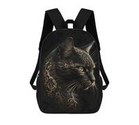 sinyumoney Black And Gold Cat Backpack School Bag Water Resistant Travel Backpack Computer Bag for Camping Outdoor Adventures And Daily Travel 17inch