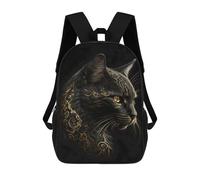 sinyumoney Black And Gold Cat School Backpack Water Resistant Computer Rucksack for Campus Outdoor Travel Sports 17inch