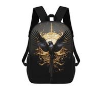 sinyumoney Black And Gold Crow 01 3D Printed 17inch Kids School Bag Rucksacks Children's School Fashion Casual Back Pack High Capacity Travel Book Bags