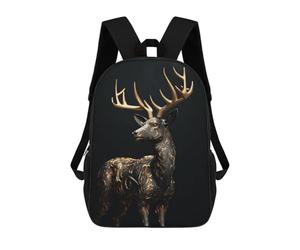 sinyumoney Black And Gold Deer School Backpack Daypacks Business Backpack Water Resistant Bookbag for Men/Women 17inch