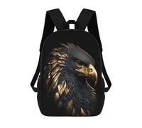 sinyumoney Black And Gold Eagle 3D Printed Children's 17 Inch Backpacks 3D Printed Casual School Bag for Boys Elementary And Middle