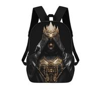 sinyumoney Black And Gold Hooded King School Backpack Water Resistant Travel Backpack Computer Bag for School/Work/Travel 17inch