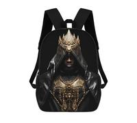 sinyumoney Black And Gold Hooded King School Bags Water Resistant Travel Backpack Computer Bag for Teenage Girls Boys Women Men 17inch