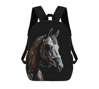 sinyumoney Black And Gold Horse Backpack School Lightweight Casual Daypack School Backpacks for School/Work/Travel 17inch
