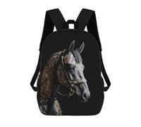 sinyumoney Black And Gold Horse Kids' Backpack 3D Printing School Bag Boys Cool Daypacks Casual Knapsack Fun Back Bag for Kids And Teenager 17inch