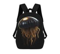 sinyumoney Black And Gold Jellyfish Backpack School Business Durable Laptop Bag for Camping Outdoor Adventures And Daily Travel 17inch