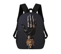 sinyumoney Black And Gold Jewel Hand1 Backpack School High Secondary School Bags Casual Backpack for Camping Outdoor Adventures And Daily Travel 17inch