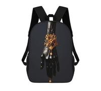 sinyumoney Black And Gold Jewel Hand3 Backpack Kids School Backpack School Bag 3D Printed Fashion School Bag for Boys Elementary And Middle School Student 17inch