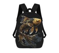 sinyumoney Black And Gold Koi Fish School Backpack Travel College Rucksack Backpacks for Campus Outdoor Travel Sports 17inch