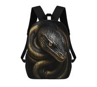 sinyumoney Black And Gold Snake Backpack 3D Printed Kids School Backpack High Capacity Travel Backpacks Book Bags Kids Backpack 17inch
