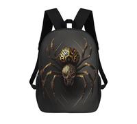 sinyumoney Black And Gold Spider Backpack School High Secondary School Bags Casual Backpack for Camping Outdoor Adventures And Daily Travel 17inch