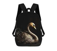 sinyumoney Black And Gold Swan School Backpack School Secondary High School College Backpack Travel for Men, Women & Teenage Boys 17inch