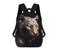 sinyumoney Black And Gold Tiger Children's Backpack, 17 Inch 3D Printed School Backpack, Backpack Cartoon Adjustable School Bag for Primary School